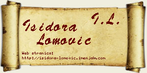 Isidora Lomović vizit kartica